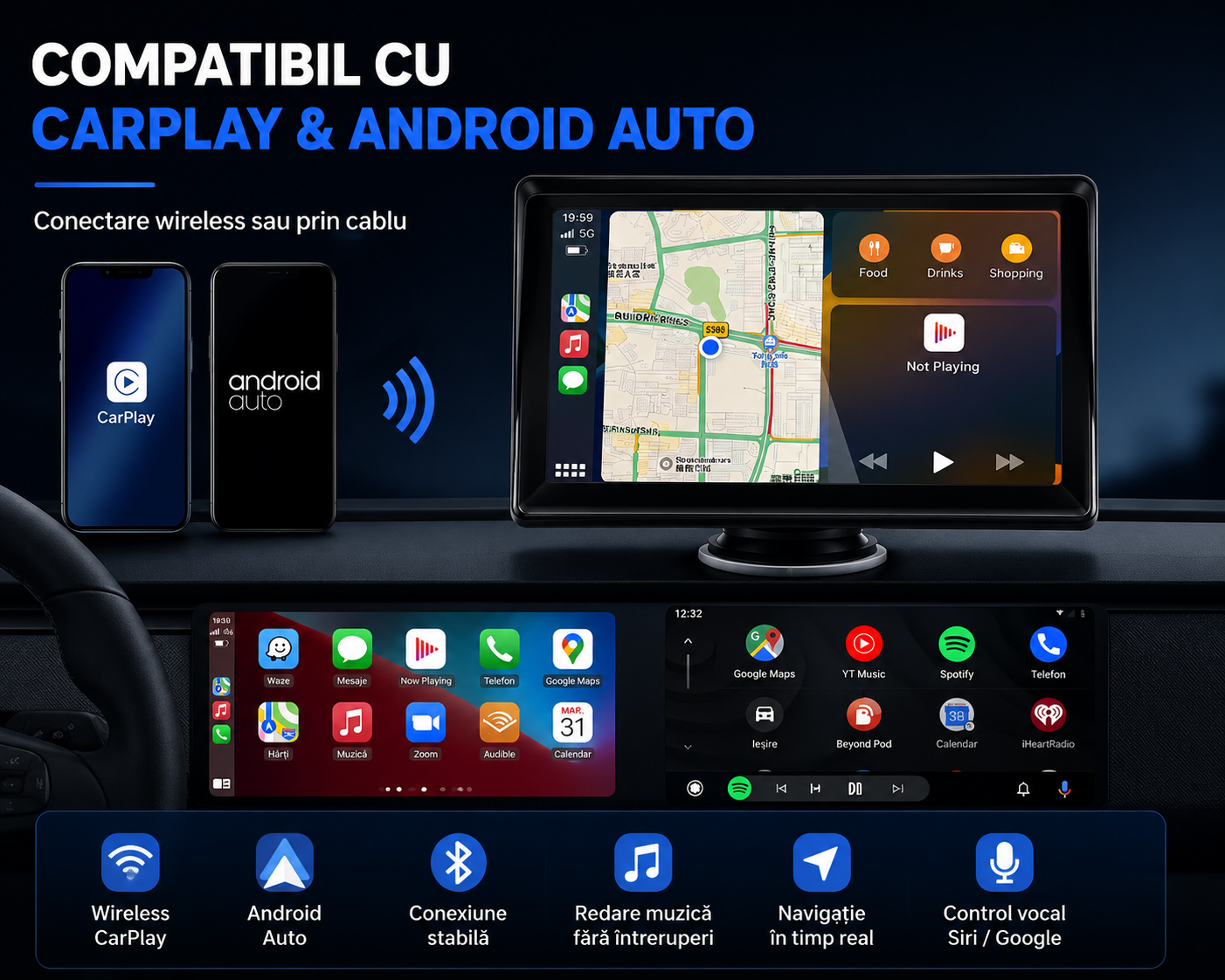Ecran Wireless CarPlay & Android Auto